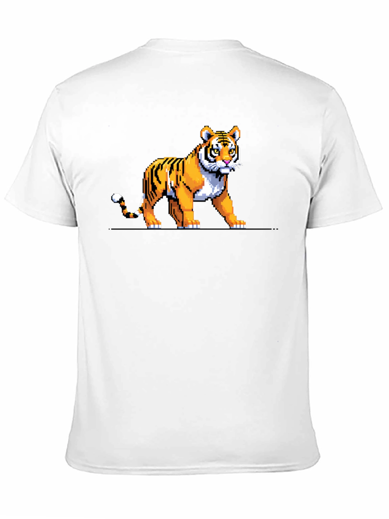Pixel Tiger Graphic Tee - Black Cotton T-Shirt