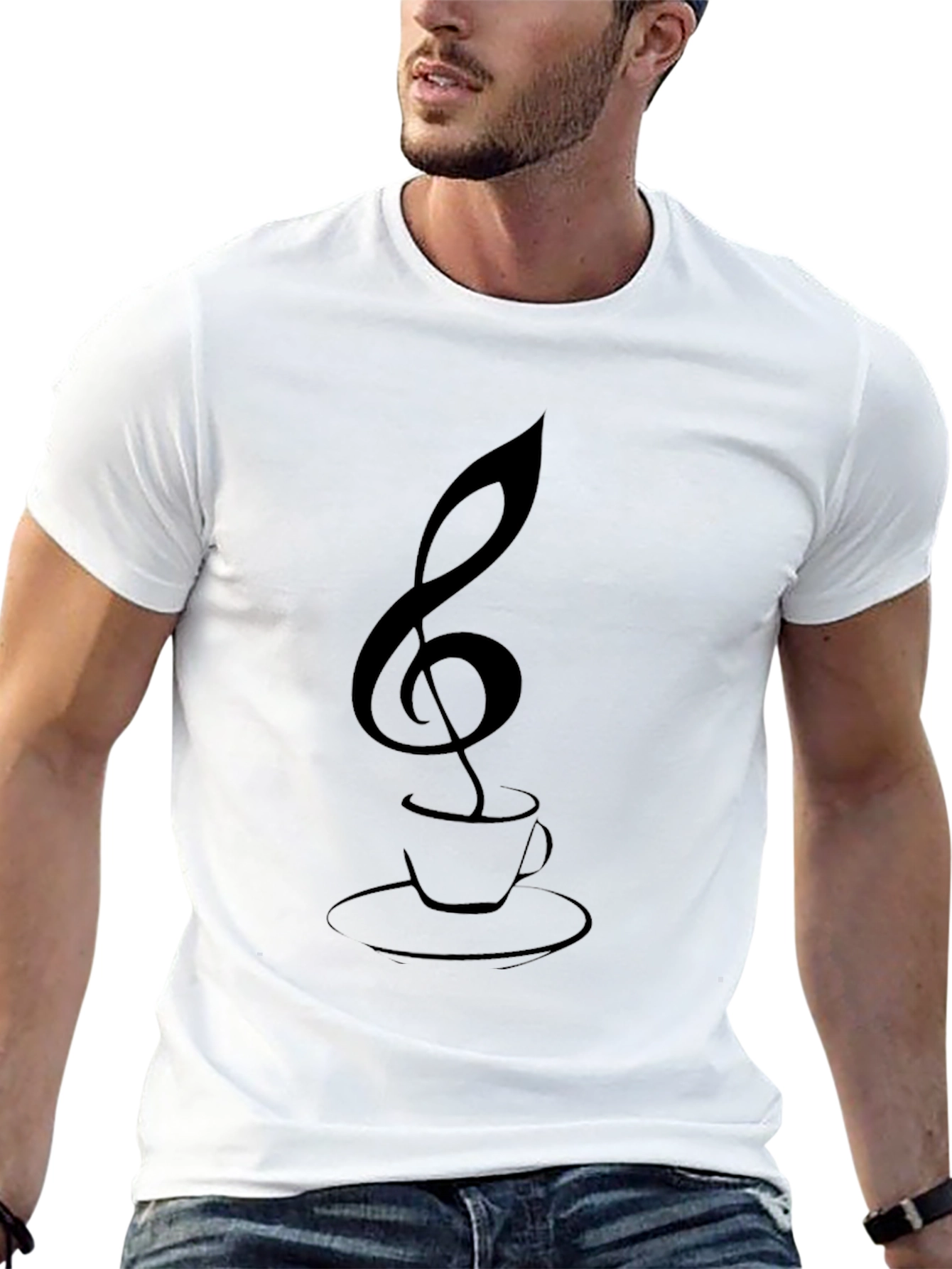 Musical Coffee T-Shirt - Treble Clef Cup Graphic Tee