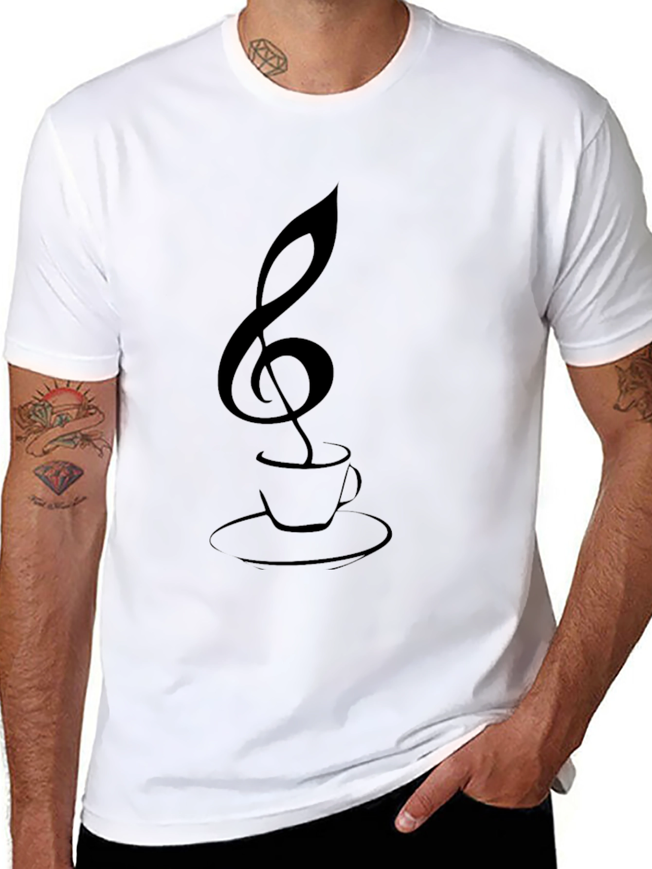 Musical Coffee T-Shirt - Treble Clef Cup Graphic Tee