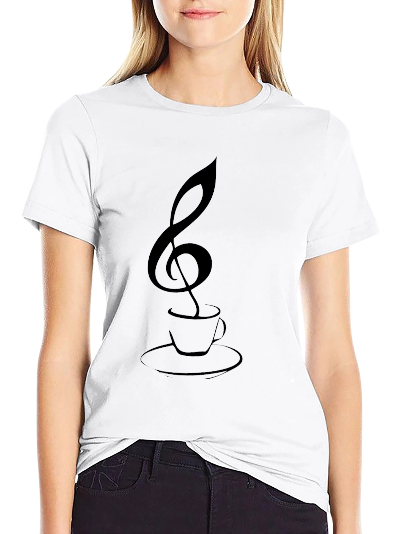 Musical Coffee T-Shirt - Treble Clef Cup Graphic Tee