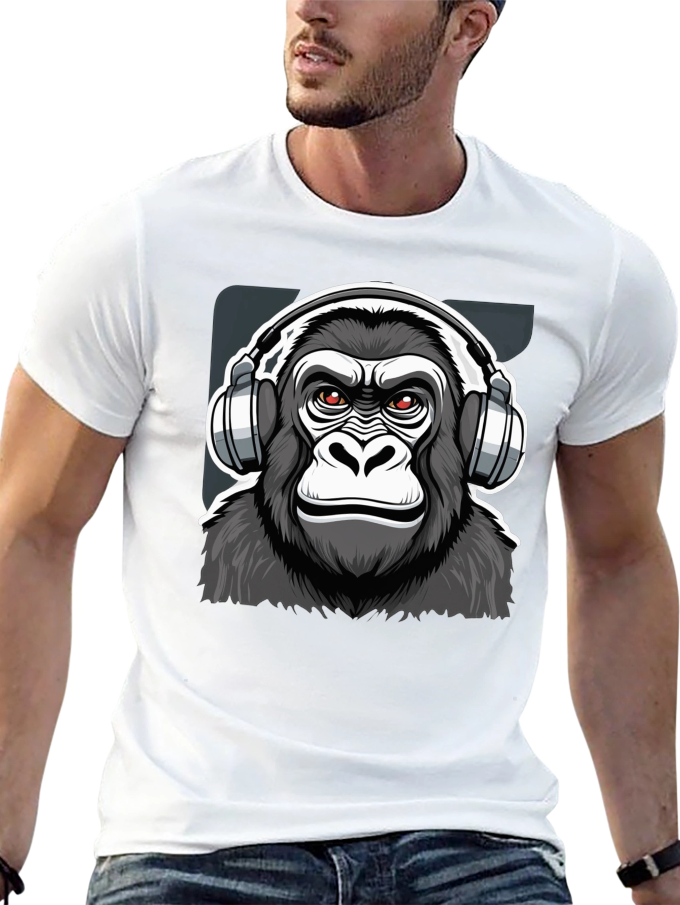 Cool Gorilla DJ Graphic T-Shirt - Black