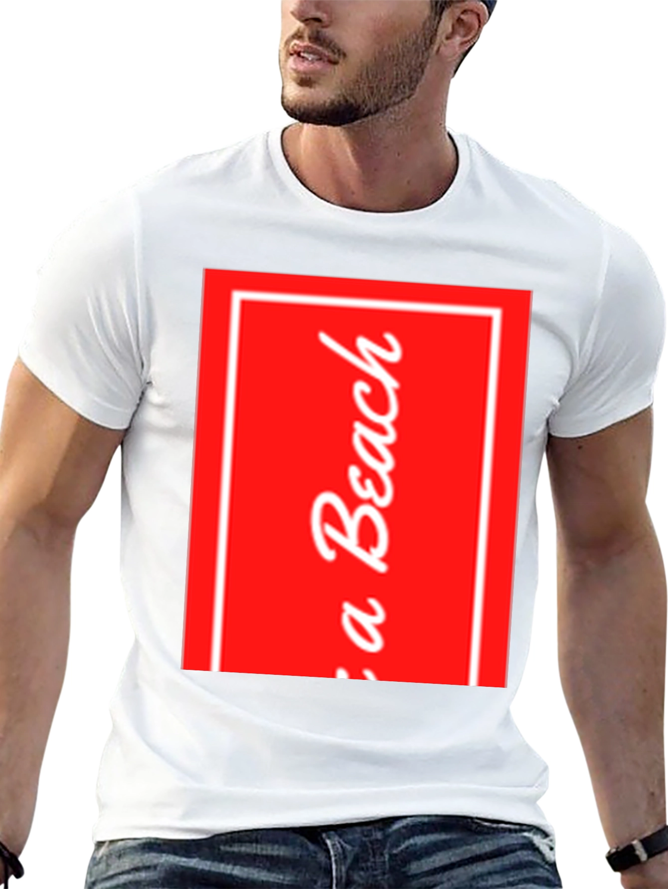 Red Beach Graphic Black T-Shirt