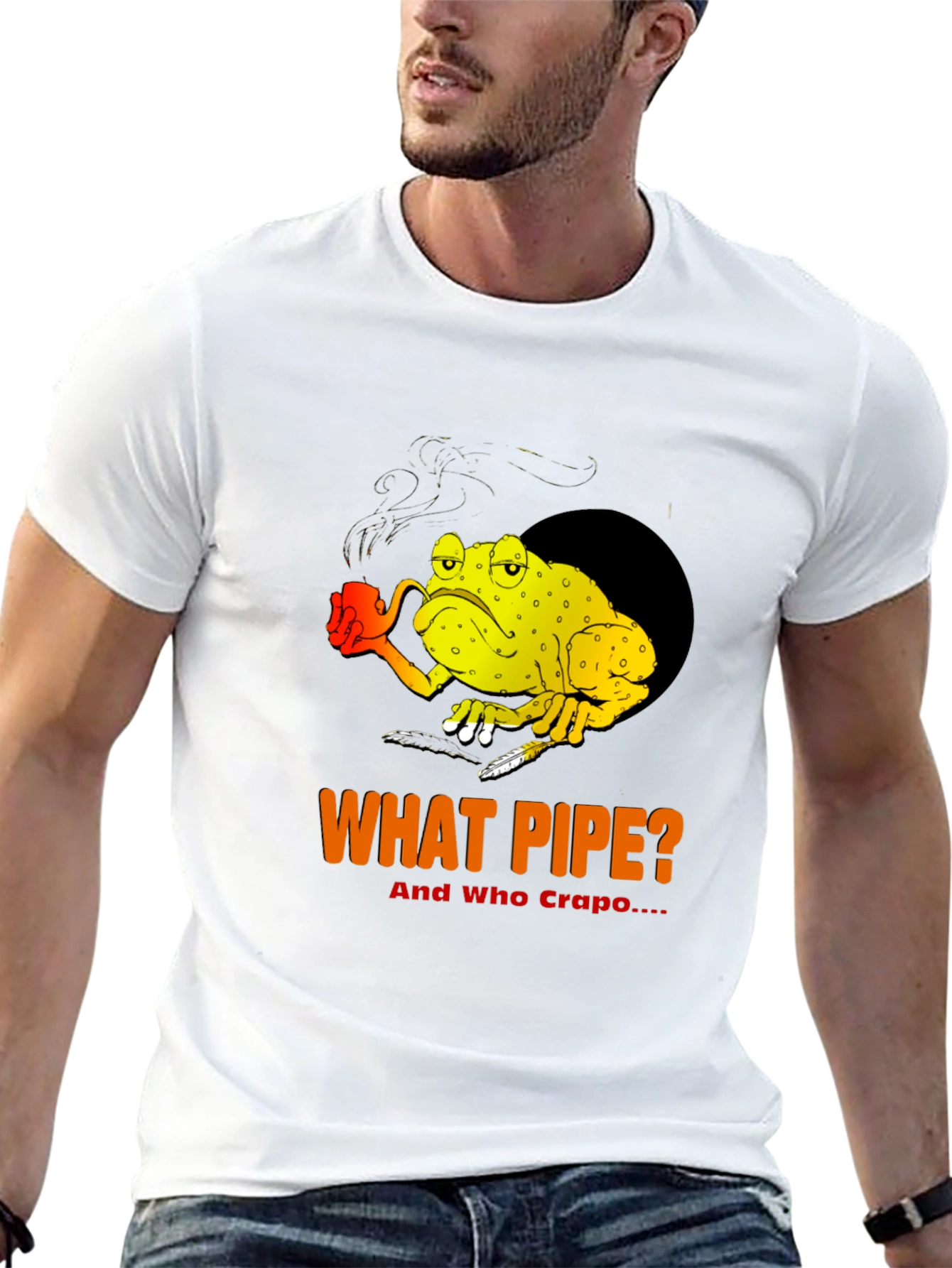 Humorous What Pipe? Frog Graphic T-Shirt