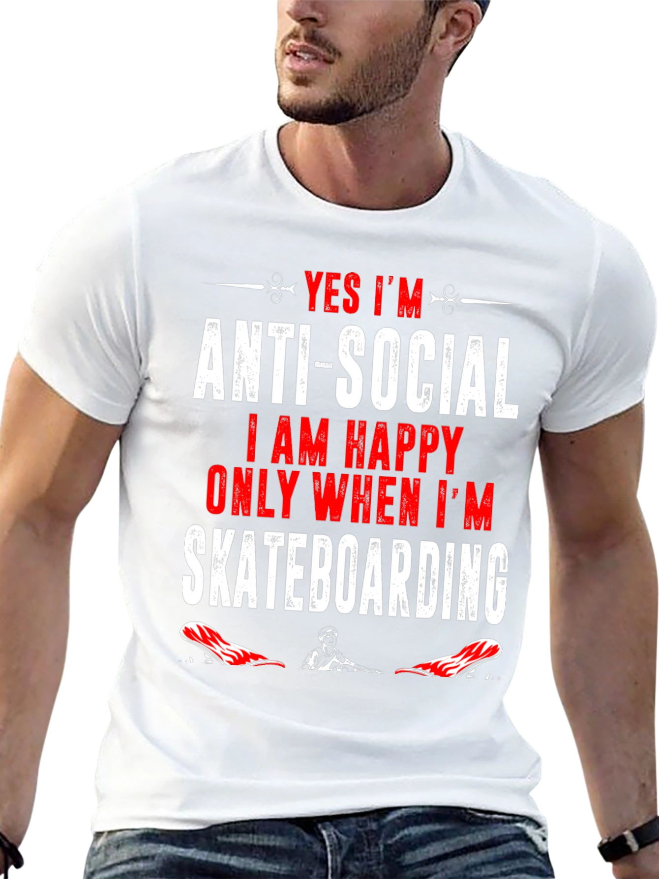 Anti-Social Skateboarder Graphic T-Shirt