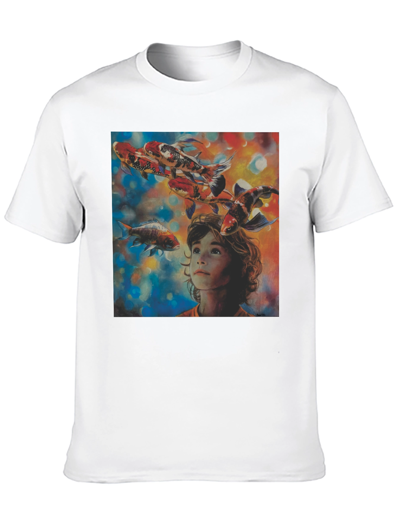 Boy and Koi Fish Graphic T-Shirt