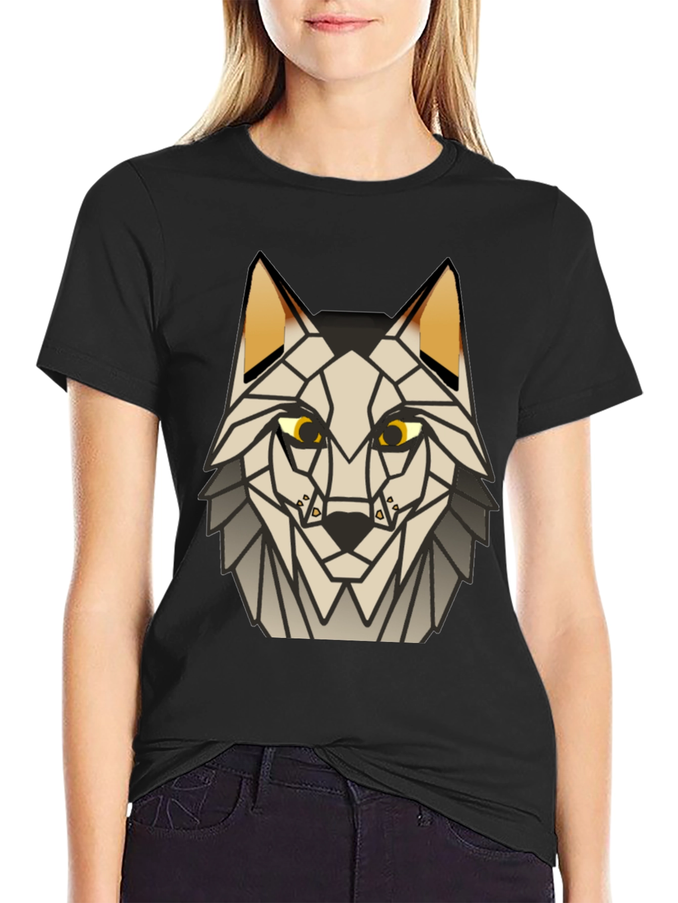 Geometric Wolf Graphic Tee - Modern Animal Print