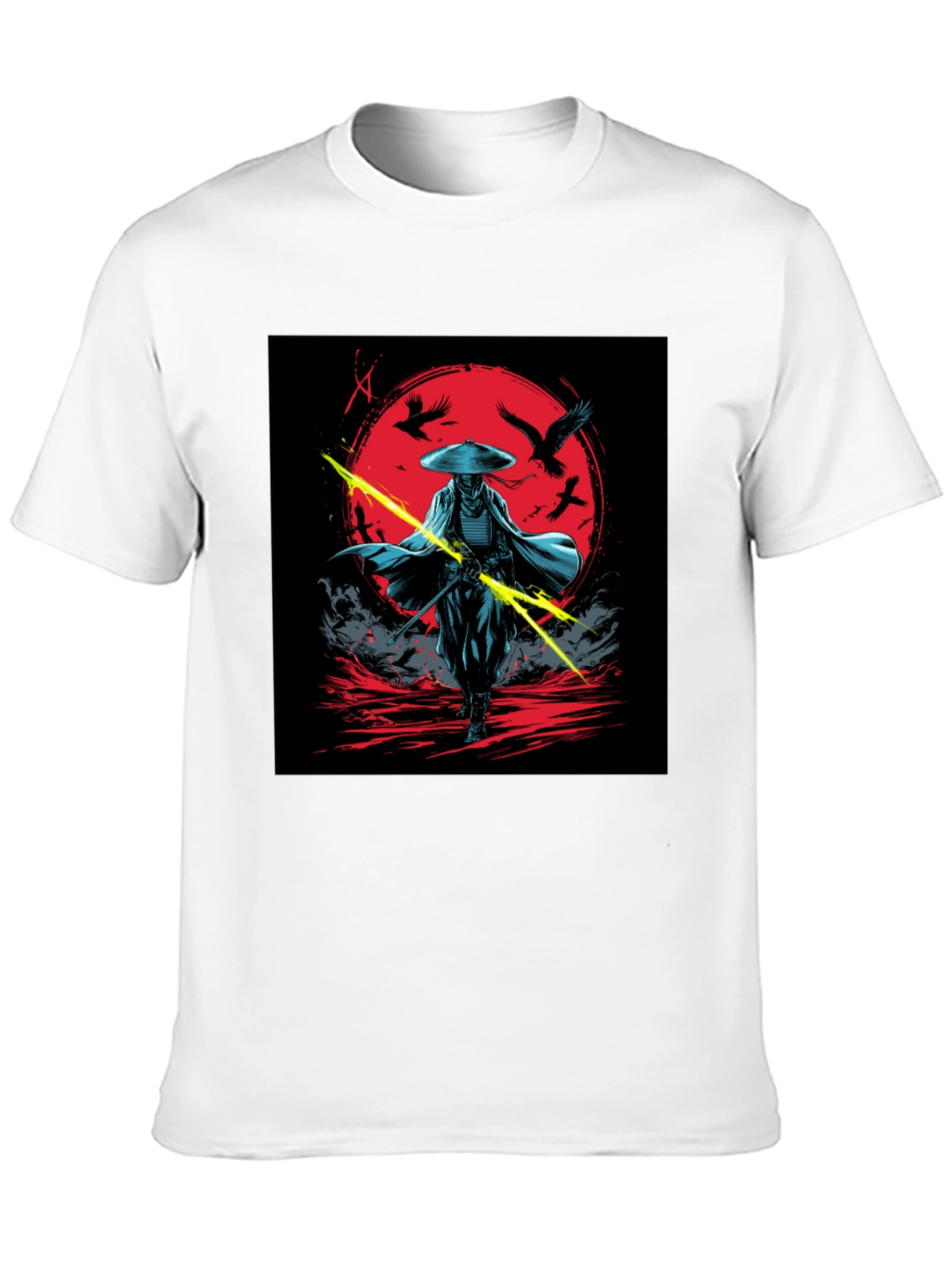 Samurai Warrior Graphic Tee - Black Cotton Shirt