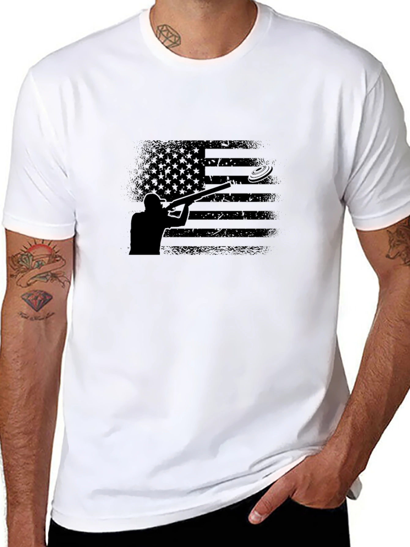 Skeet Shooting American Flag Graphic Tee