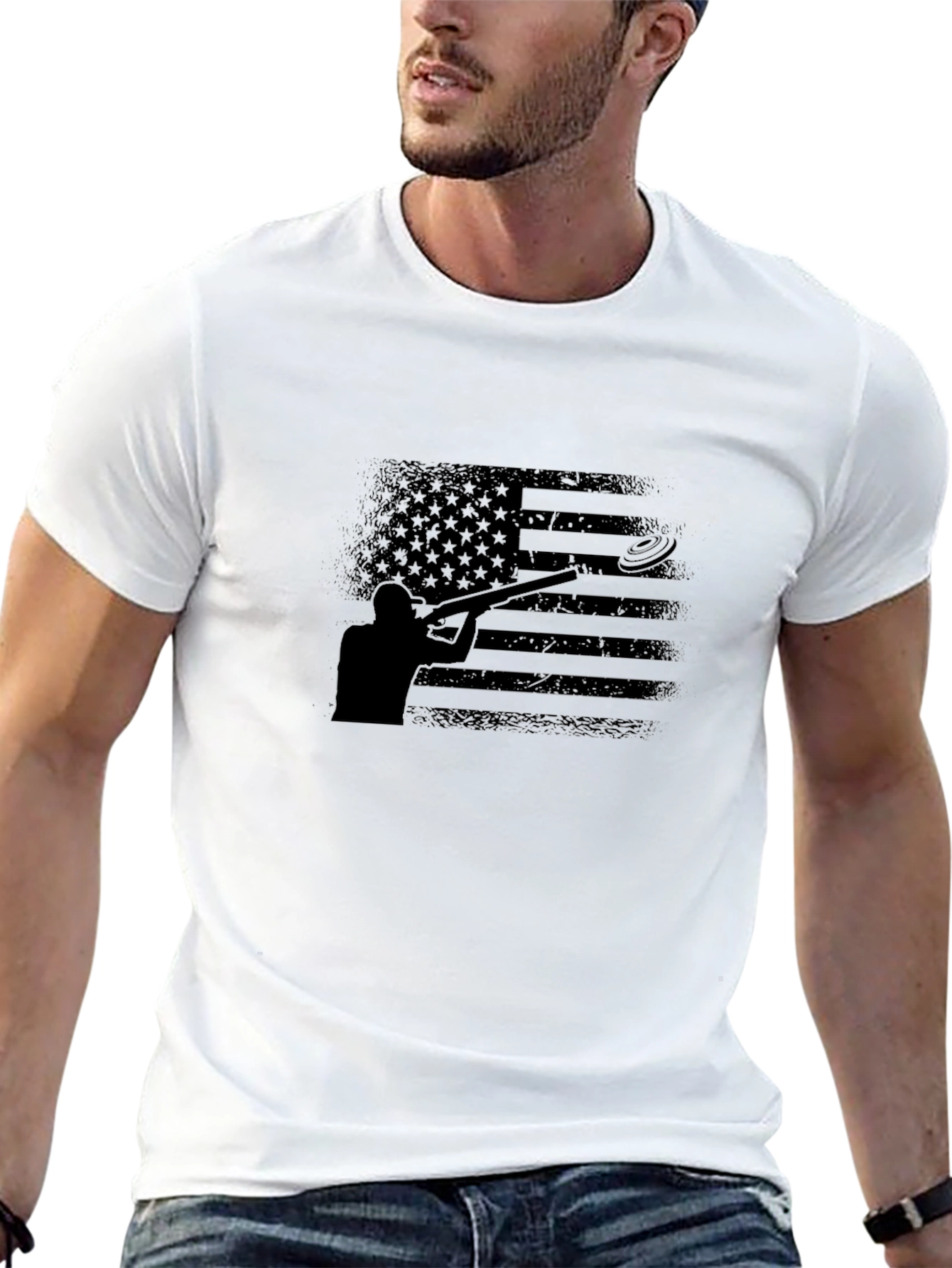 Skeet Shooting American Flag Graphic Tee