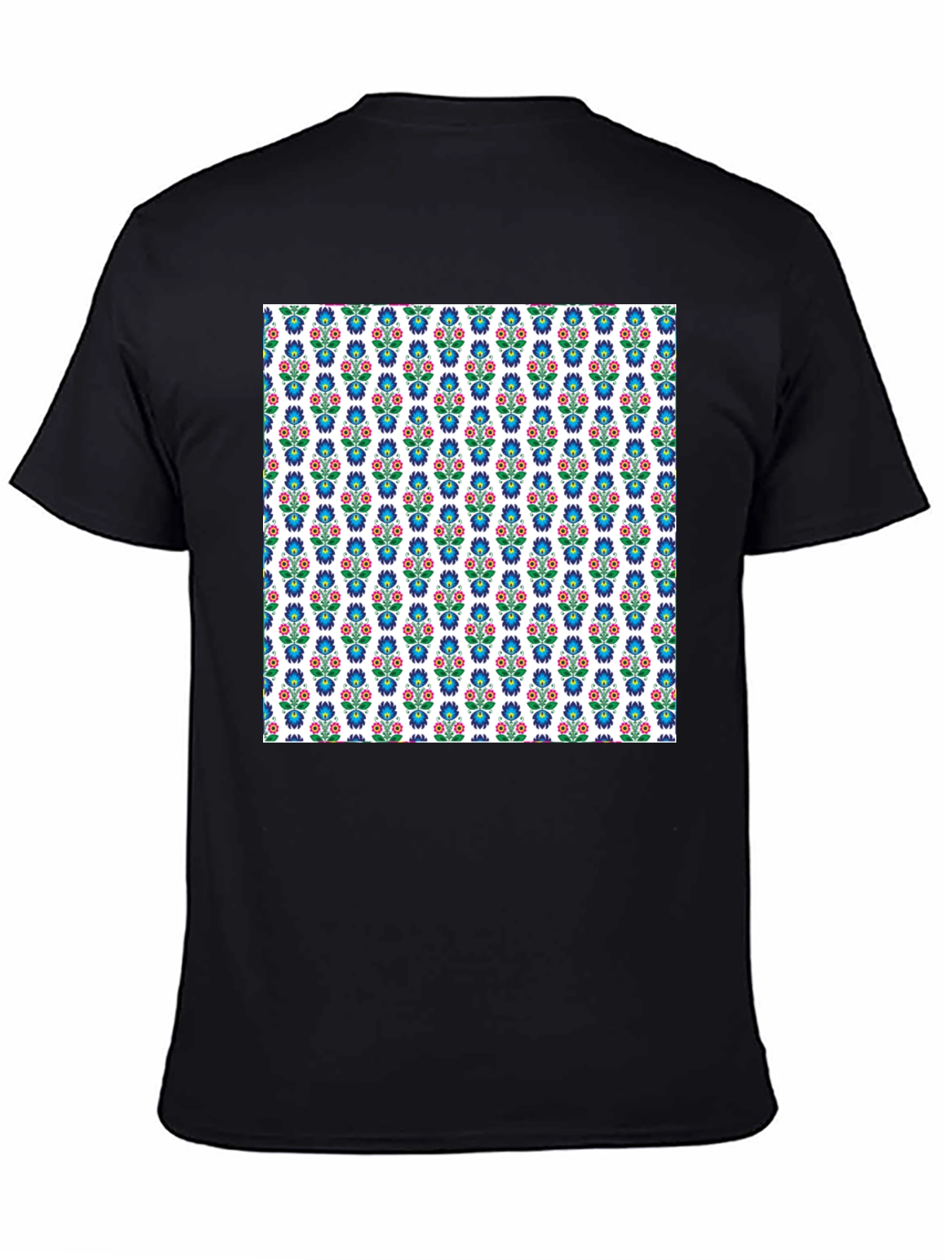 Floral Pattern Black T-Shirt