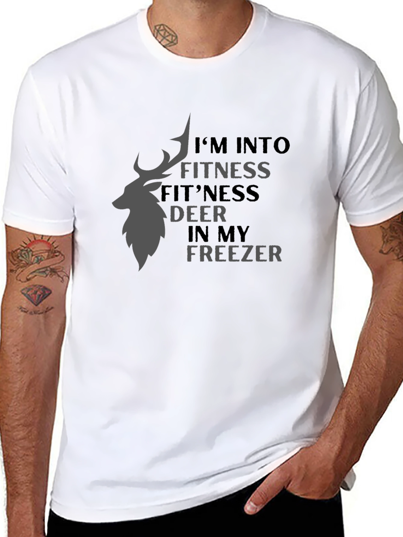 Fitness Deer Freezer Black Graphic Tee