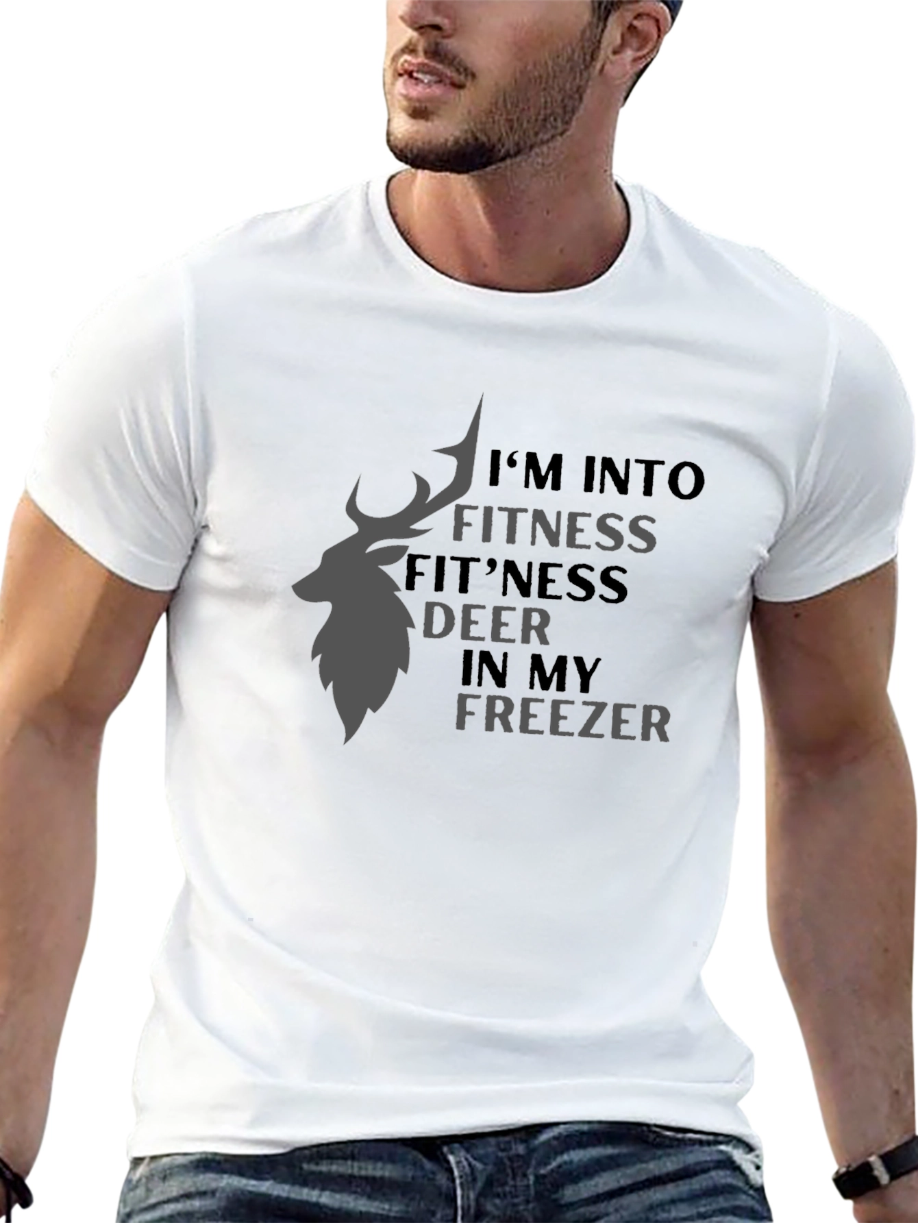 Fitness Deer Freezer Black Graphic Tee