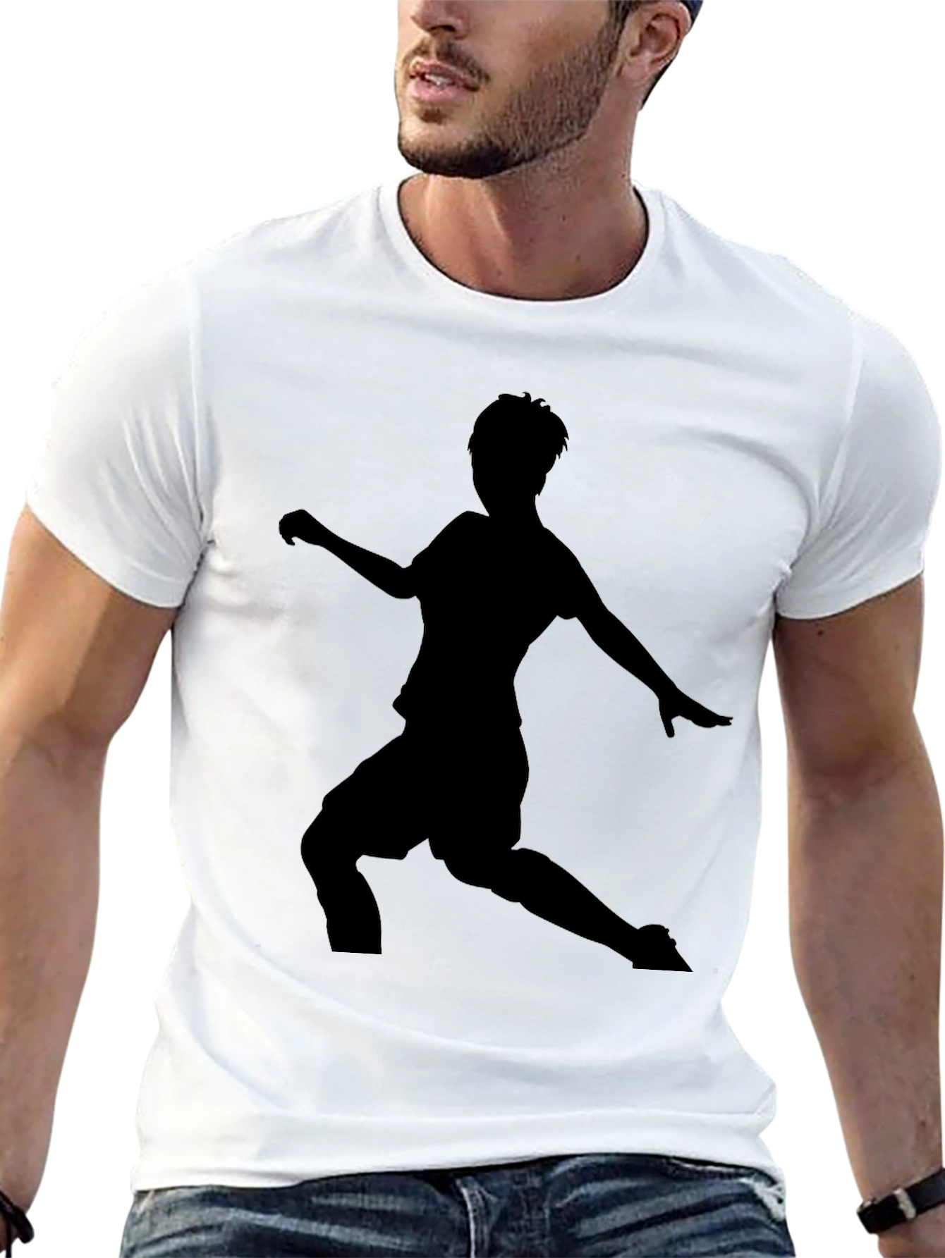 Mens Black Soccer Silhouette Graphic Tee