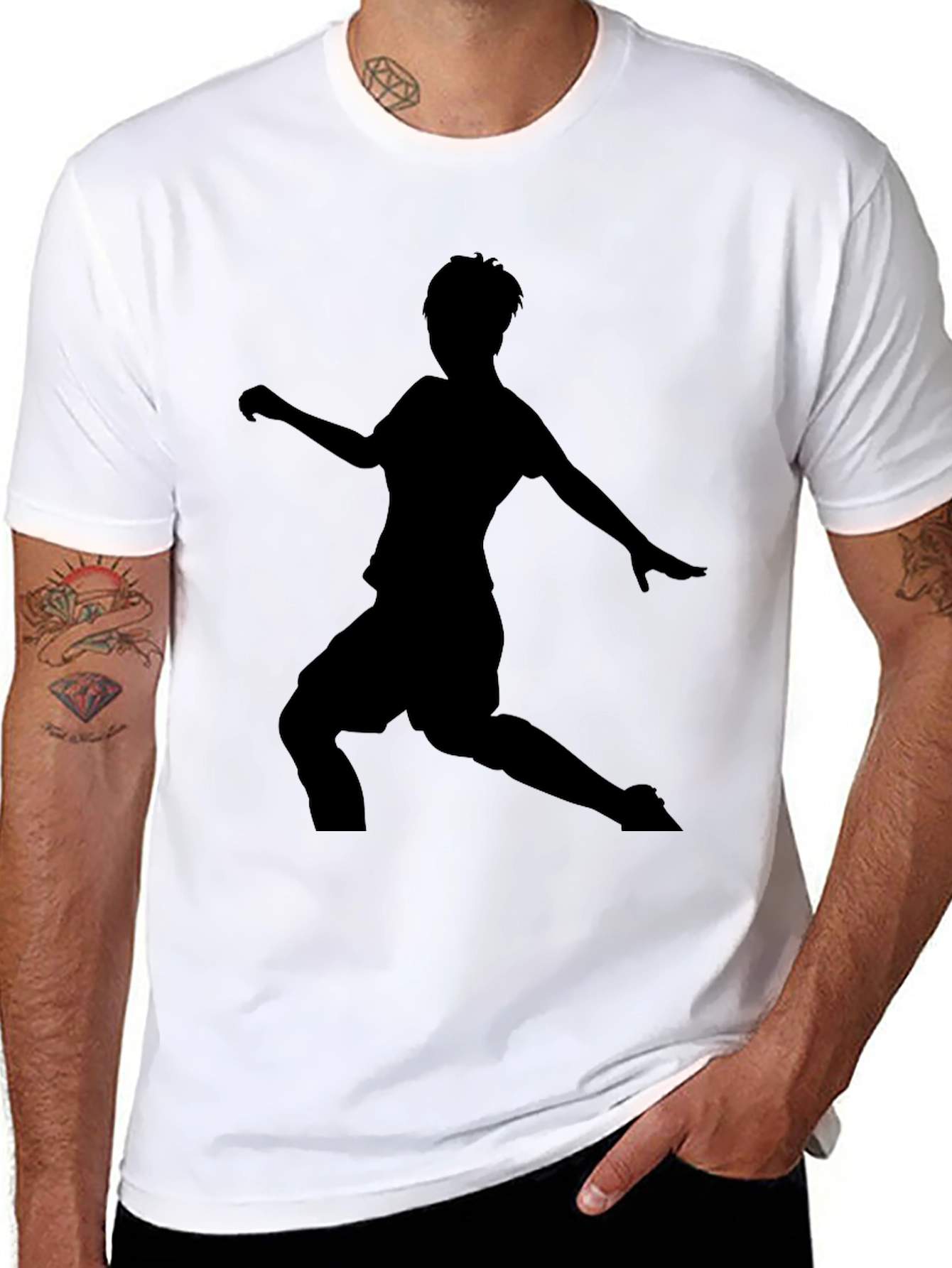 Mens Black Soccer Silhouette Graphic Tee