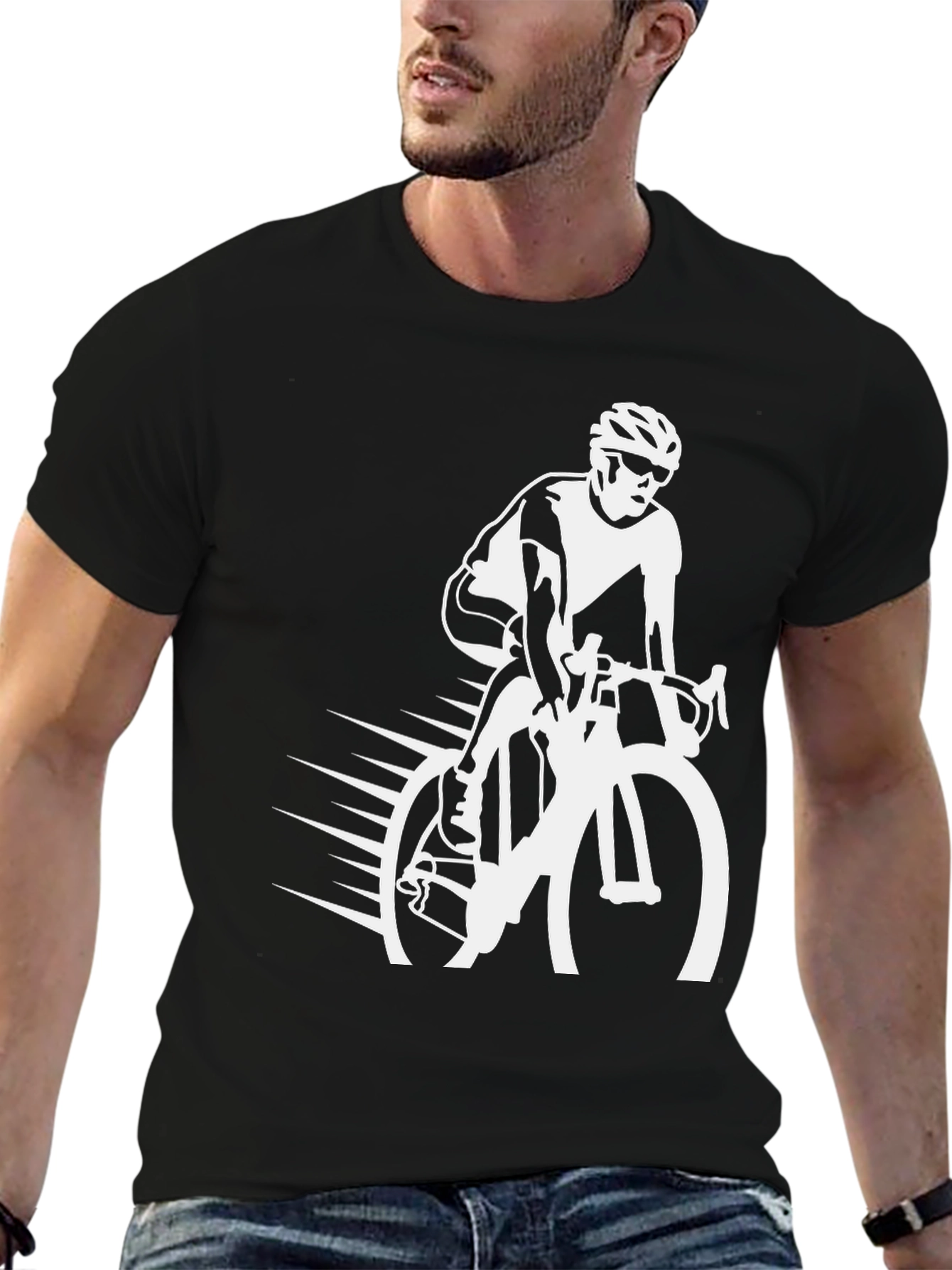 Cycling Graphic Tee - Black Cotton Blend
