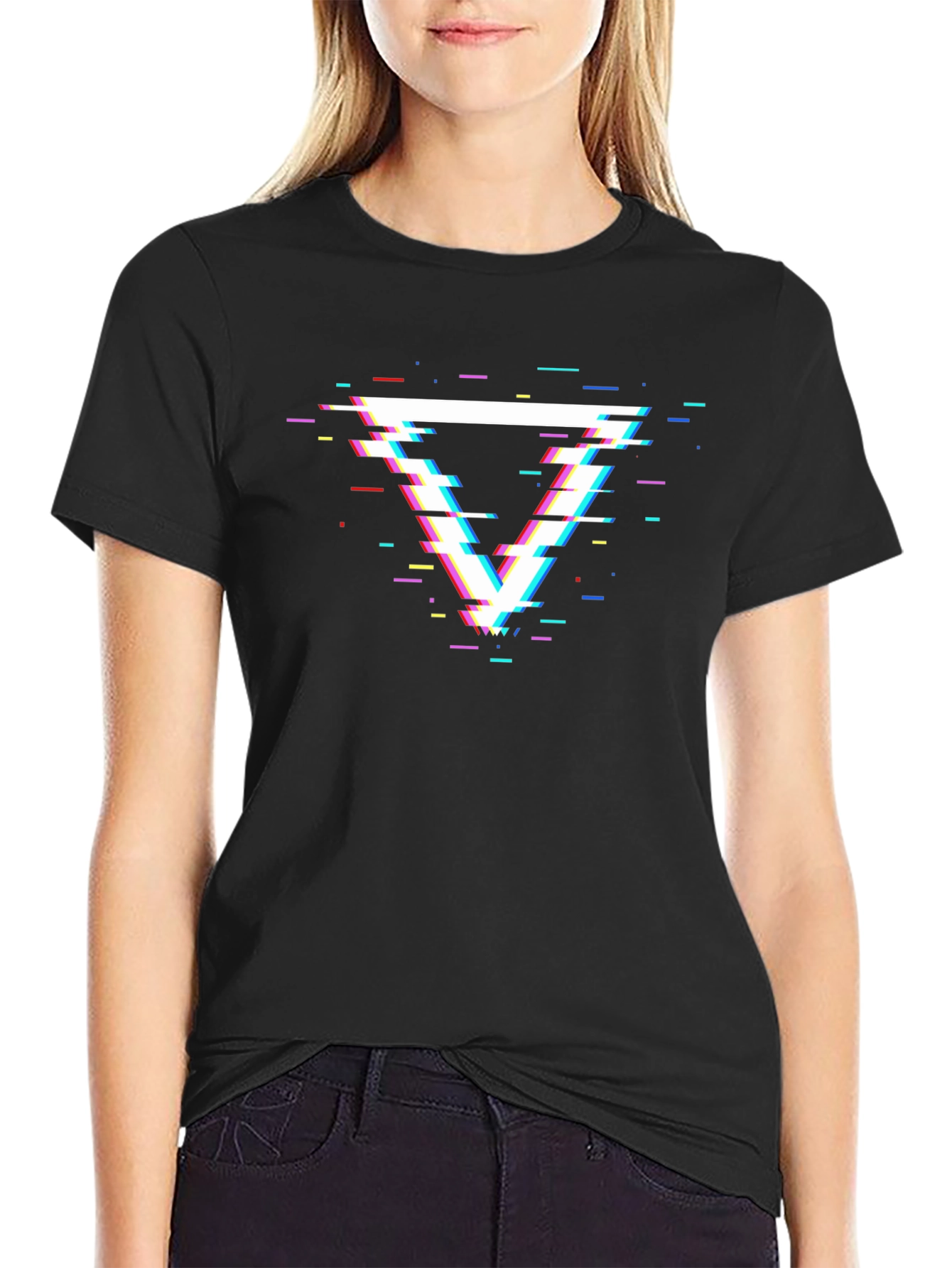 Glitch Triangle Graphic T-Shirt - Modern Style