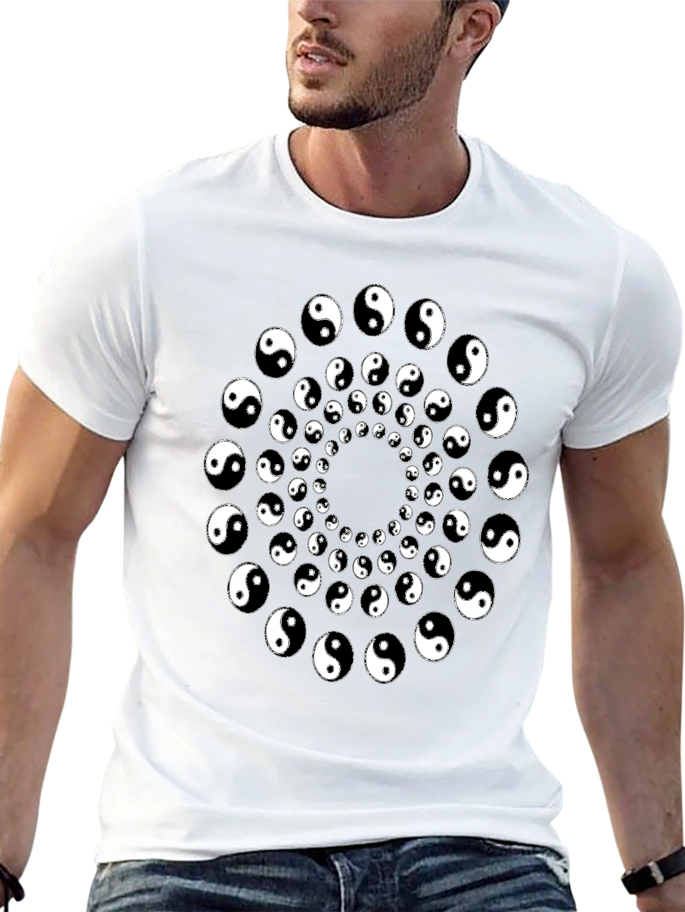 Yin Yang Spiral Graphic Tee - Black
