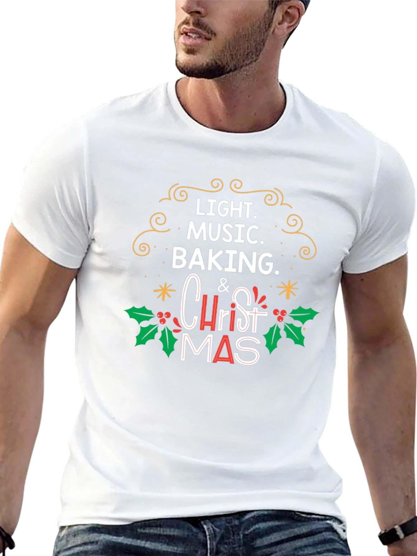 Christmas Light Music Baking T-Shirt