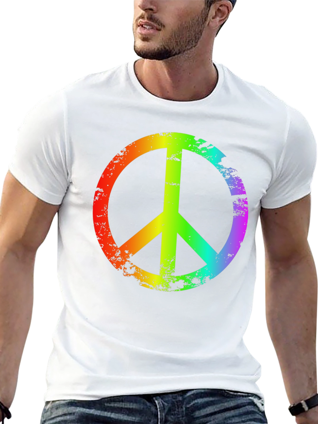 Rainbow Peace Sign T-Shirt - Black Casual Tee