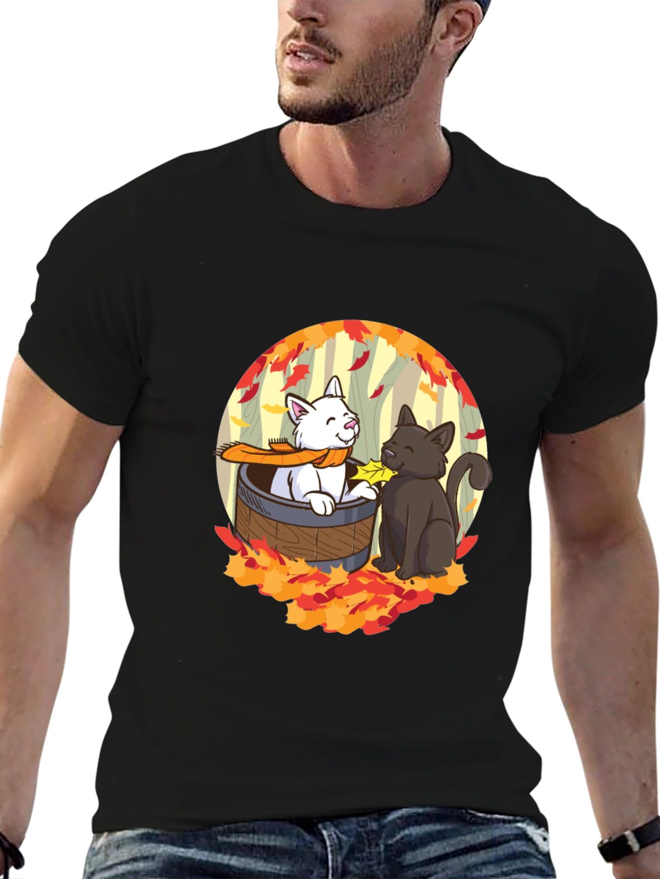 Autumn Cats T-Shirt - Cute Fall Design