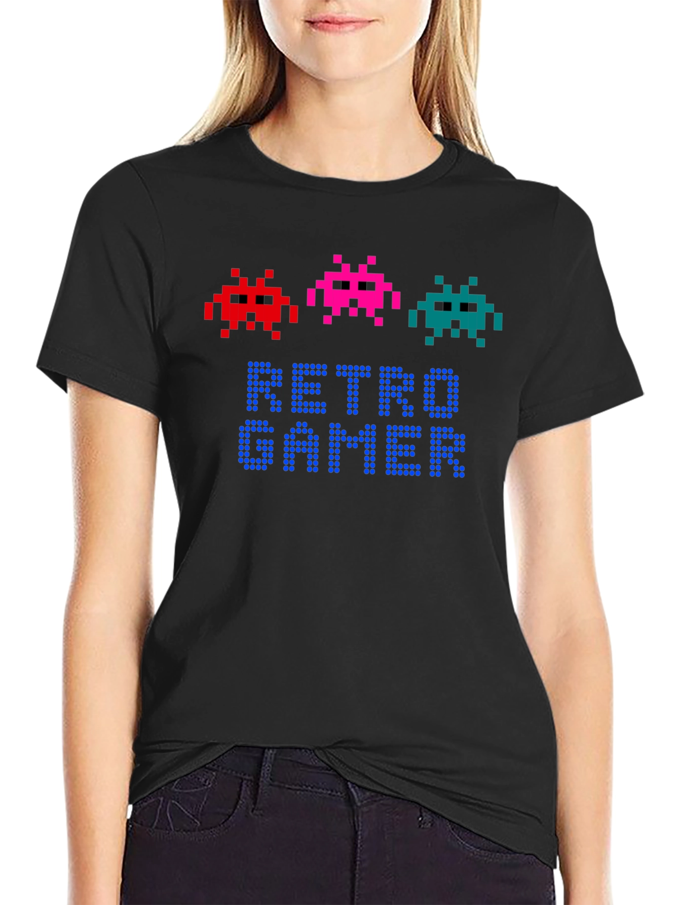 Retro Gamer T-Shirt - Pixel Art Alien Design