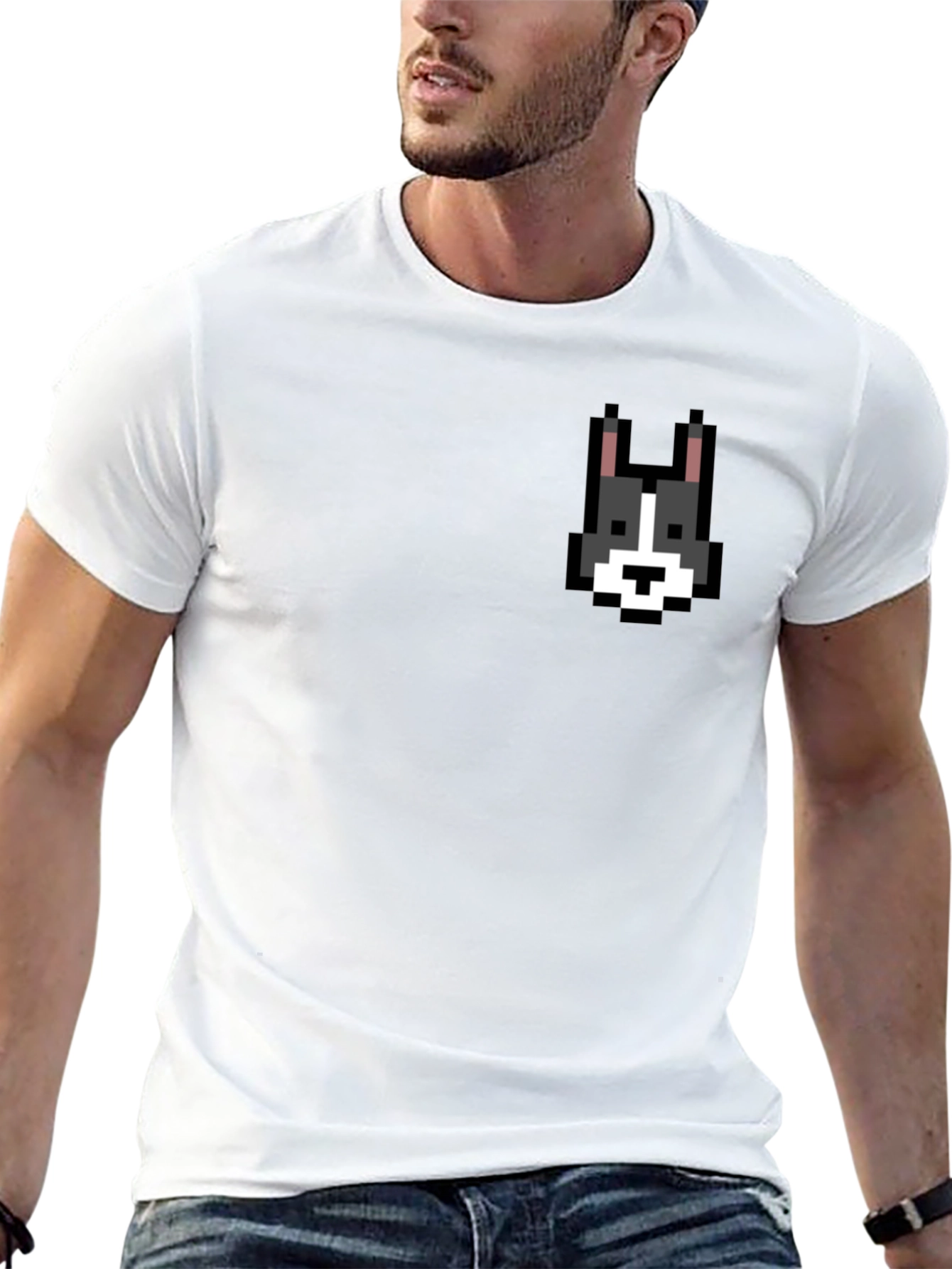 Pixel Dog T-Shirt - Black Cotton Tee