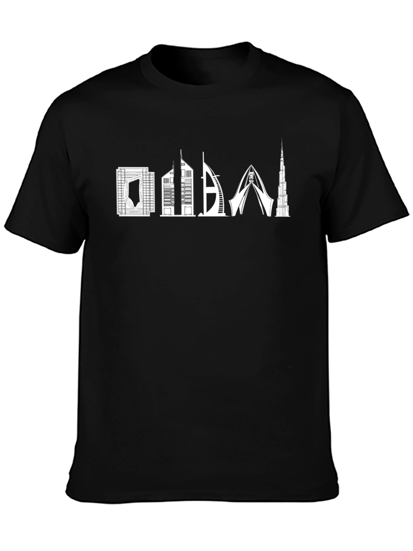 Dubai Skyline Graphic Tee - Stylish Black T-Shirt