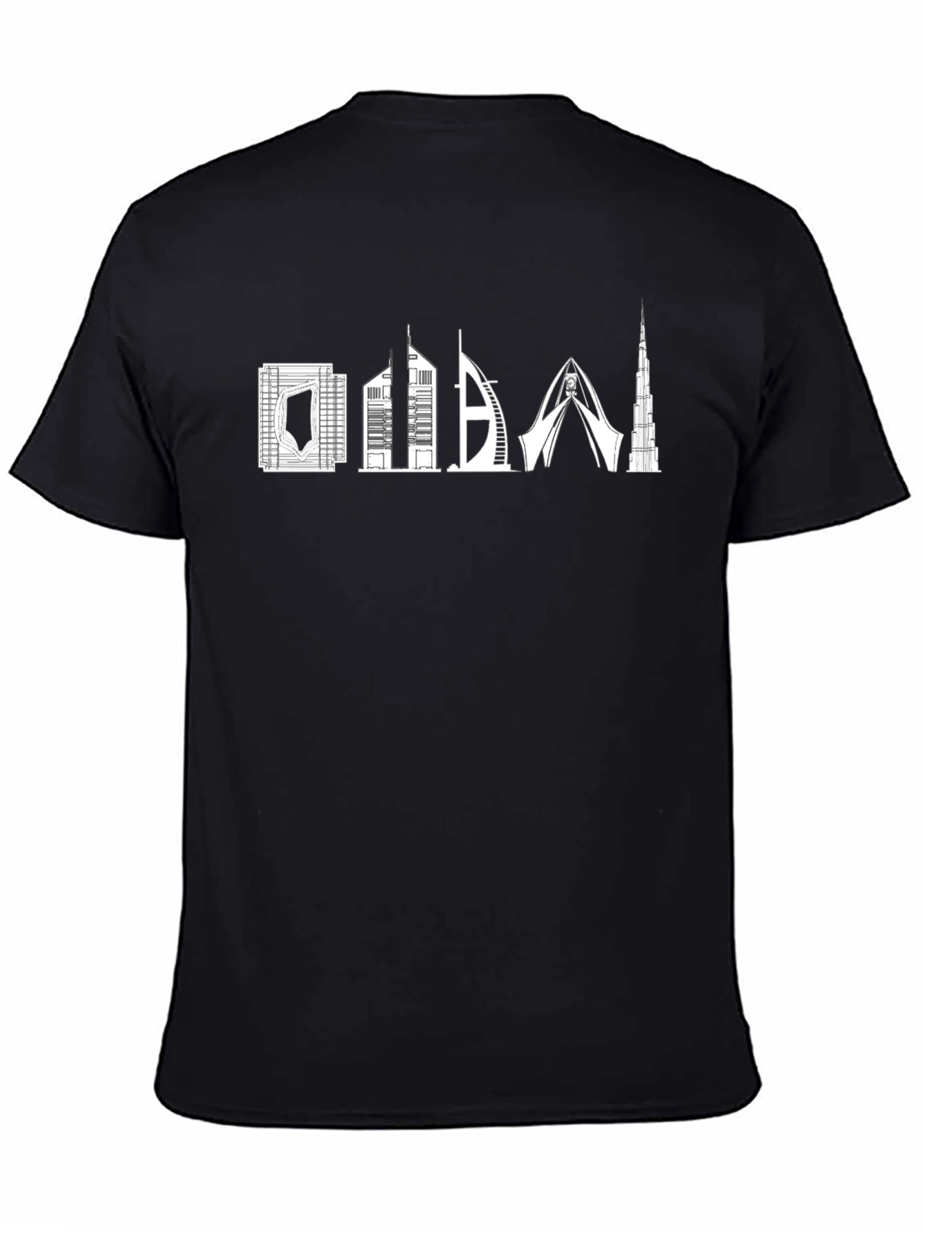 Dubai Skyline Graphic Tee - Stylish Black T-Shirt