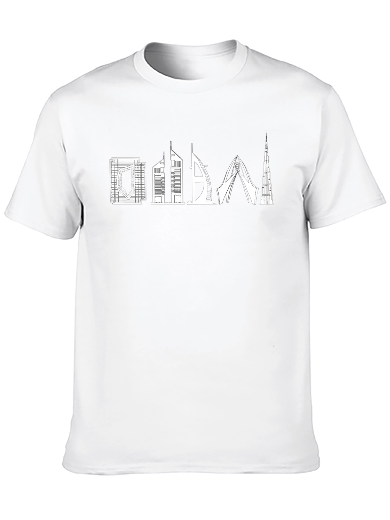 Dubai Skyline Graphic Tee - Stylish Black T-Shirt