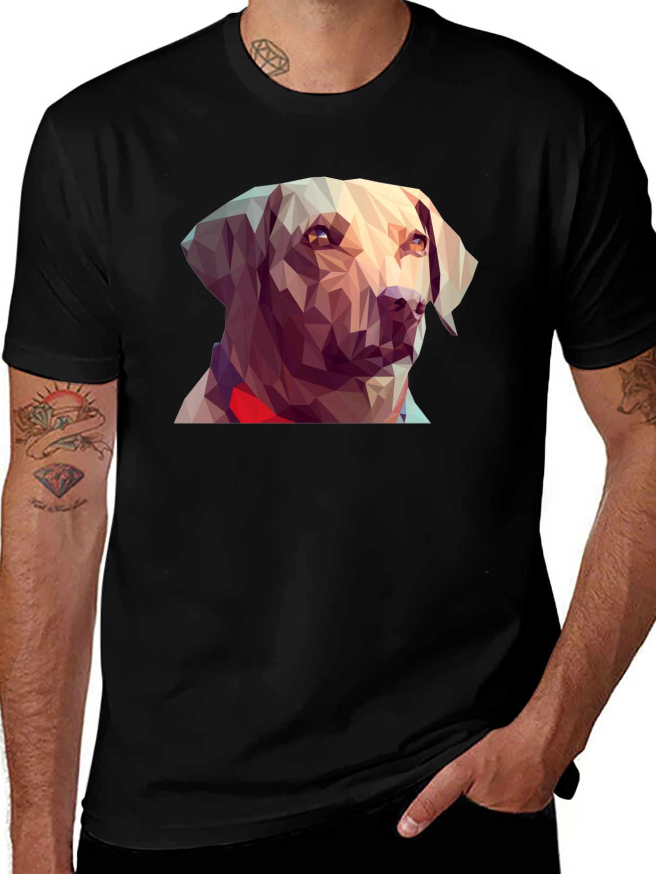 Geometric Dog Graphic Tee - Black T-Shirt