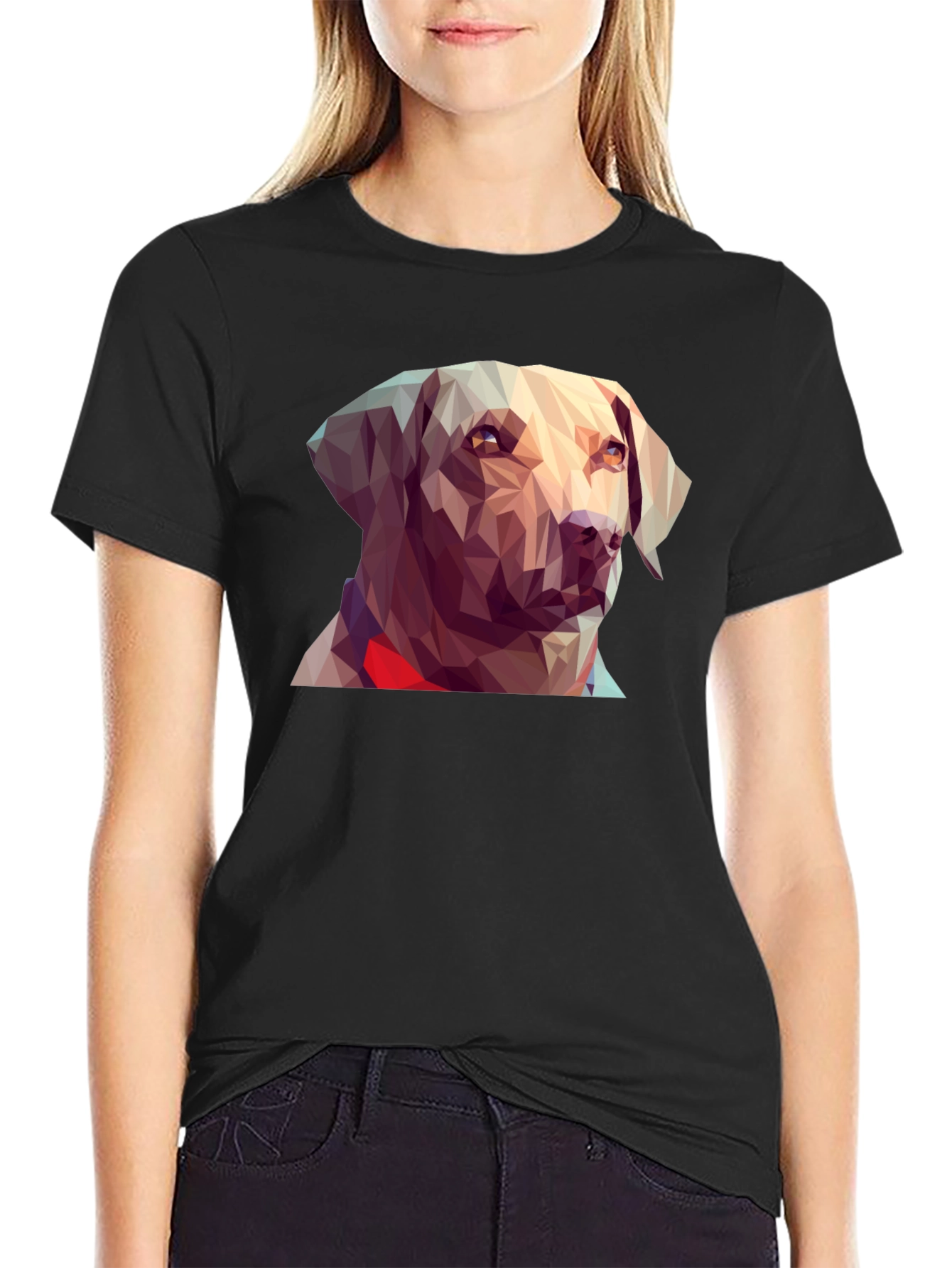 Geometric Dog Graphic Tee - Black T-Shirt