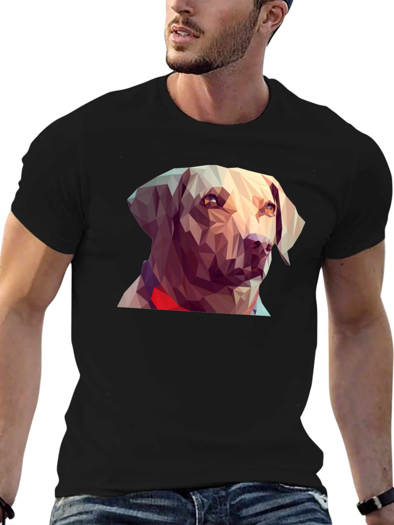 Geometric Dog Graphic Tee - Black T-Shirt