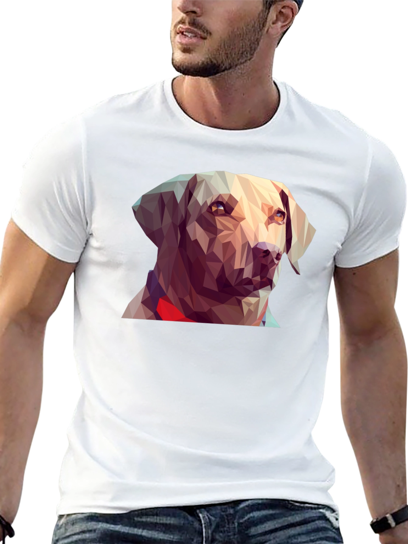Geometric Dog Graphic Tee - Black T-Shirt