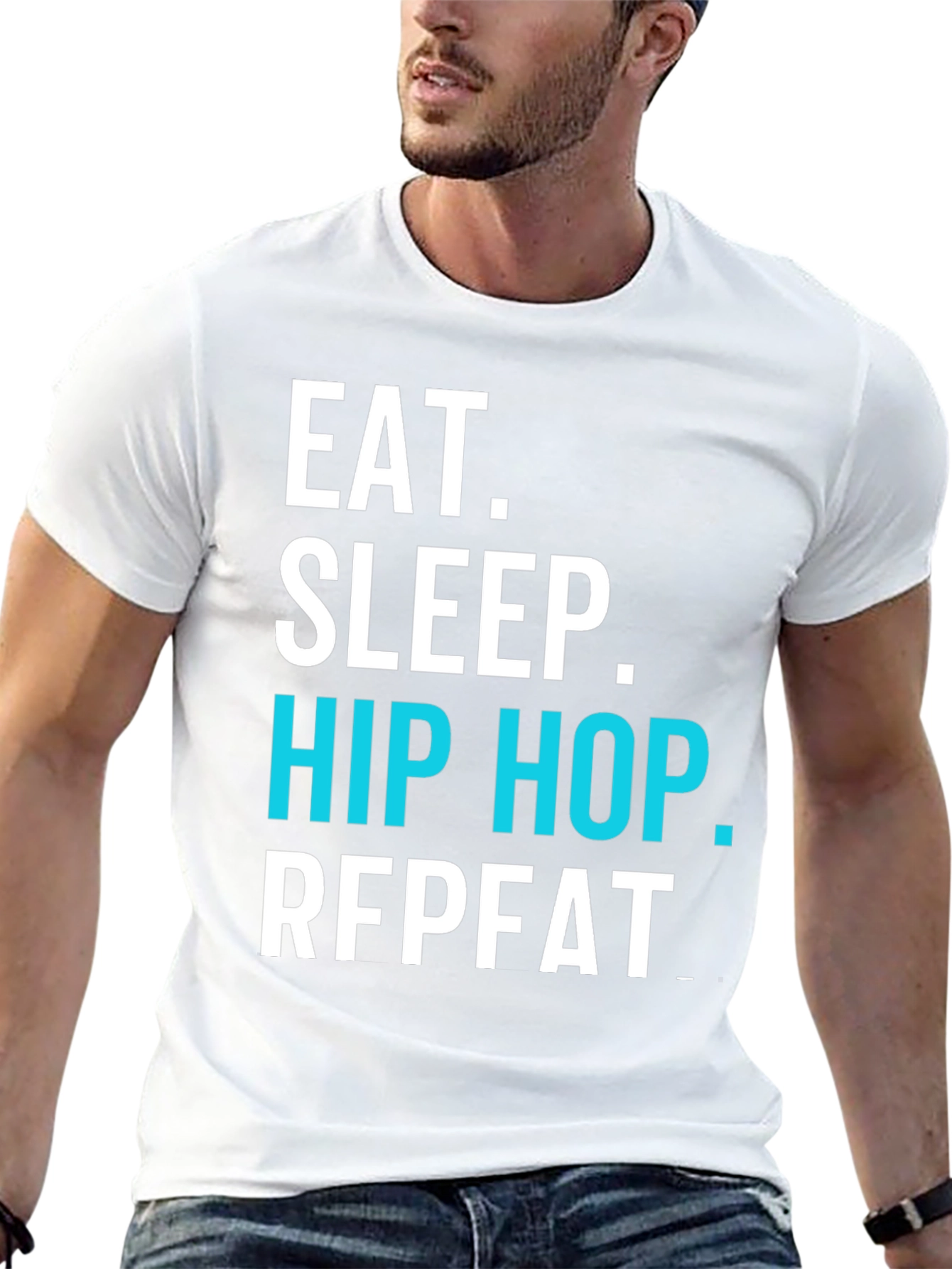Eat Sleep Hip Hop Repeat Black Graphic T-Shirt