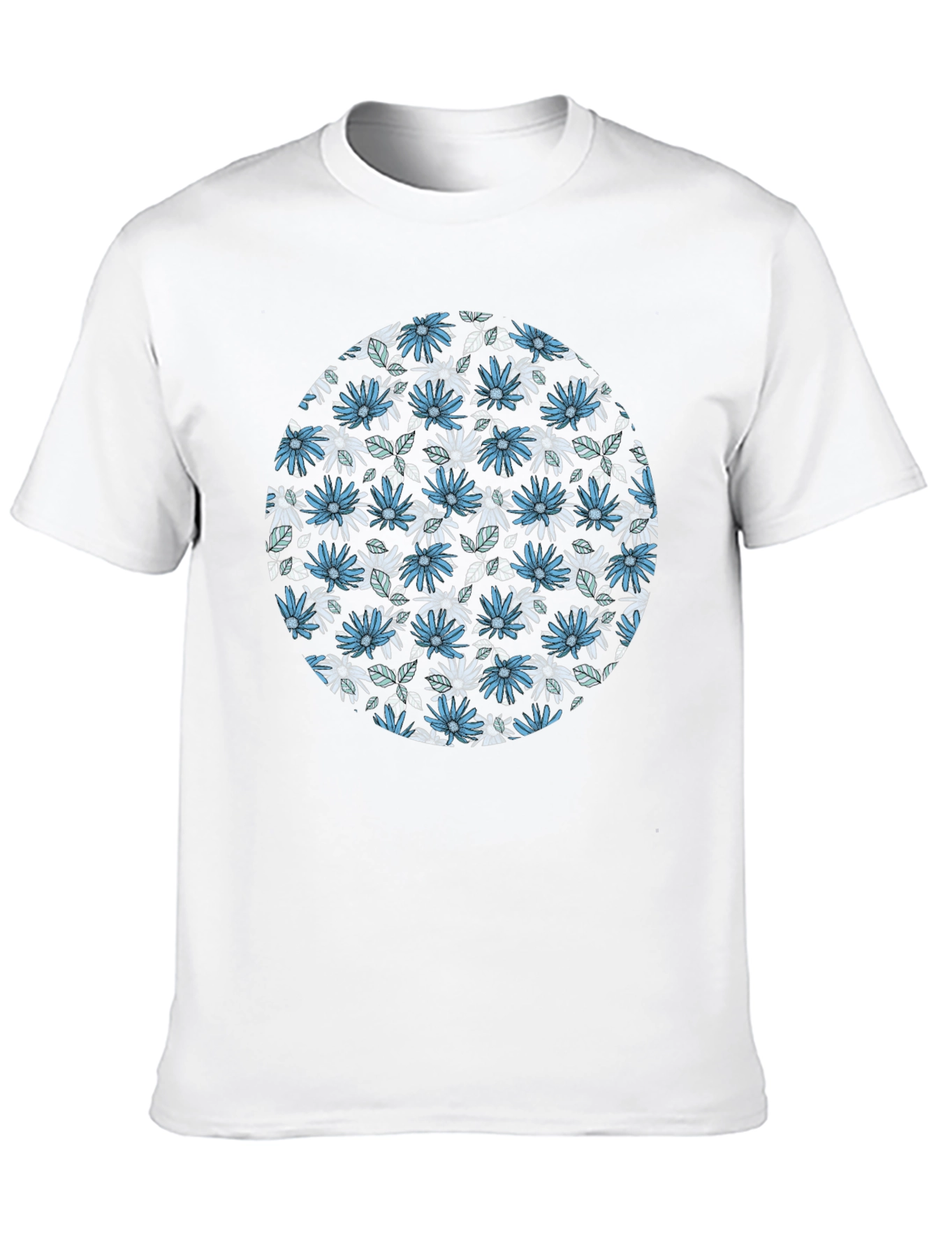 Floral Print Mens Black T-Shirt