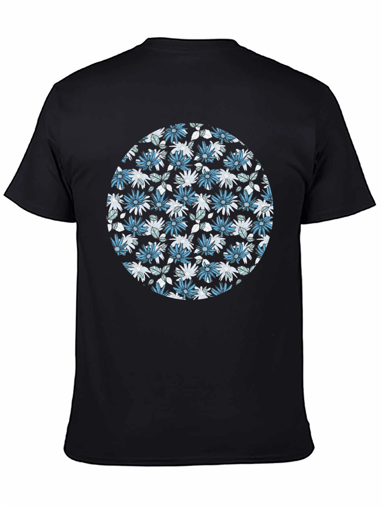 Floral Print Mens Black T-Shirt