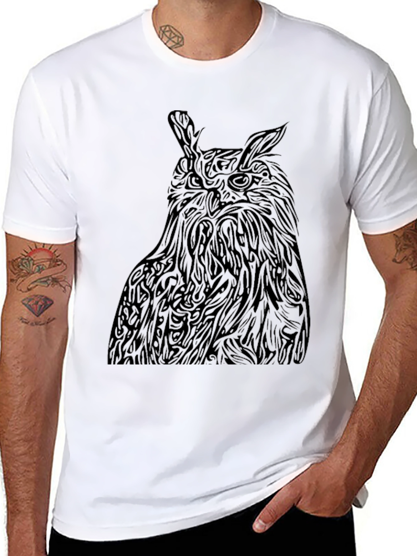 Owl Graphic Black Tee