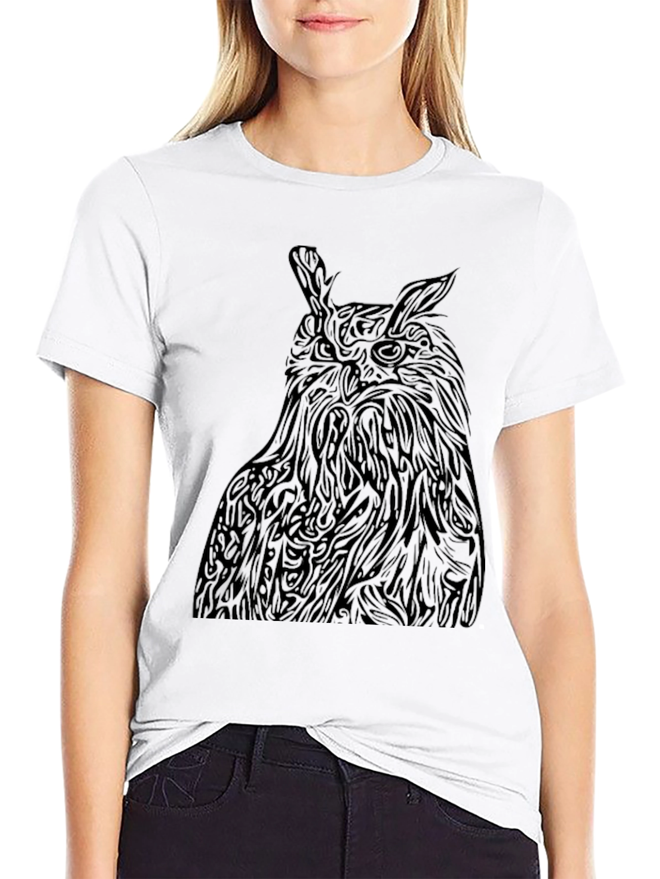 Owl Graphic Black Tee