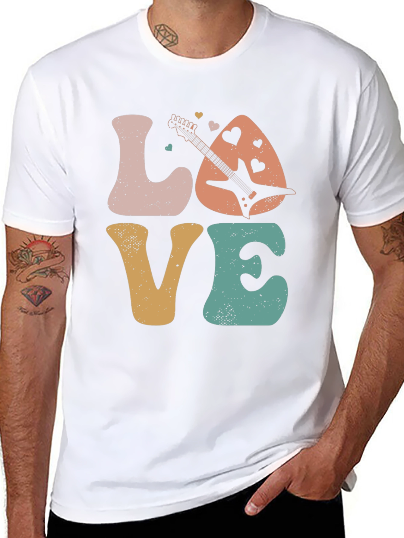 Retro Rock n Roll Guitar Love T-Shirt