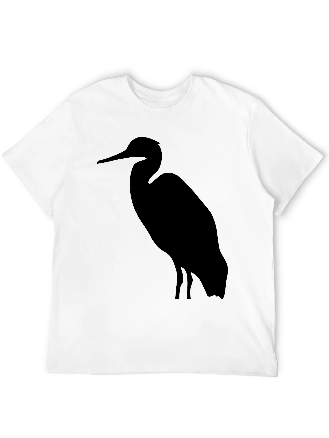 Heron Silhouette Graphic Tee - Black Cotton T-Shirt