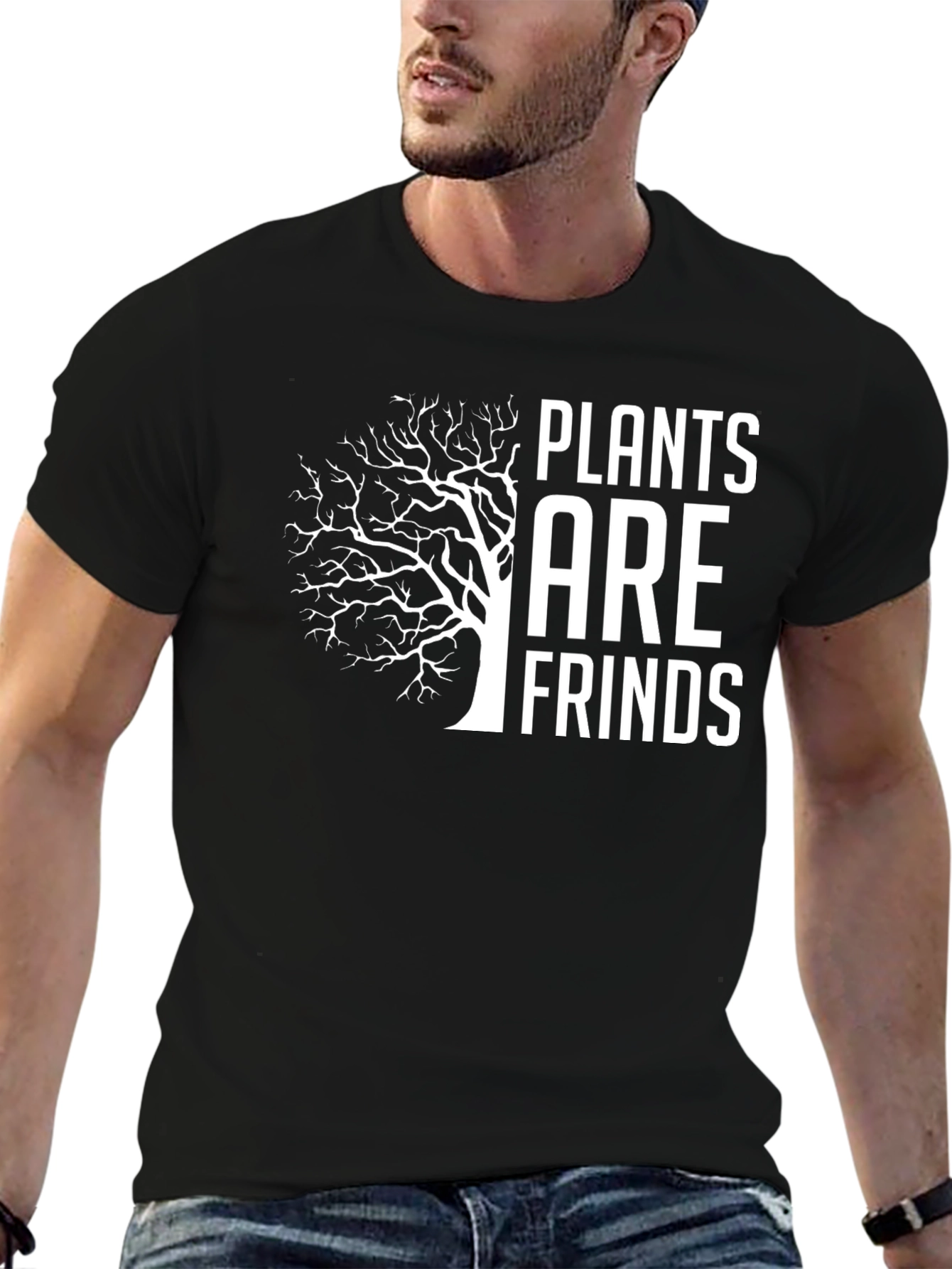 Plants Are Friends Graphic Tee - Black Cotton Casual