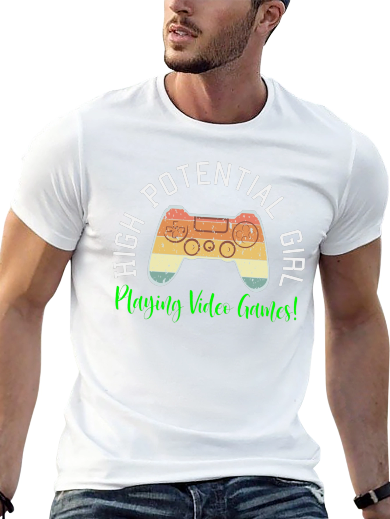 High Potential Girl Gamer T-Shirt - Retro Controller Design