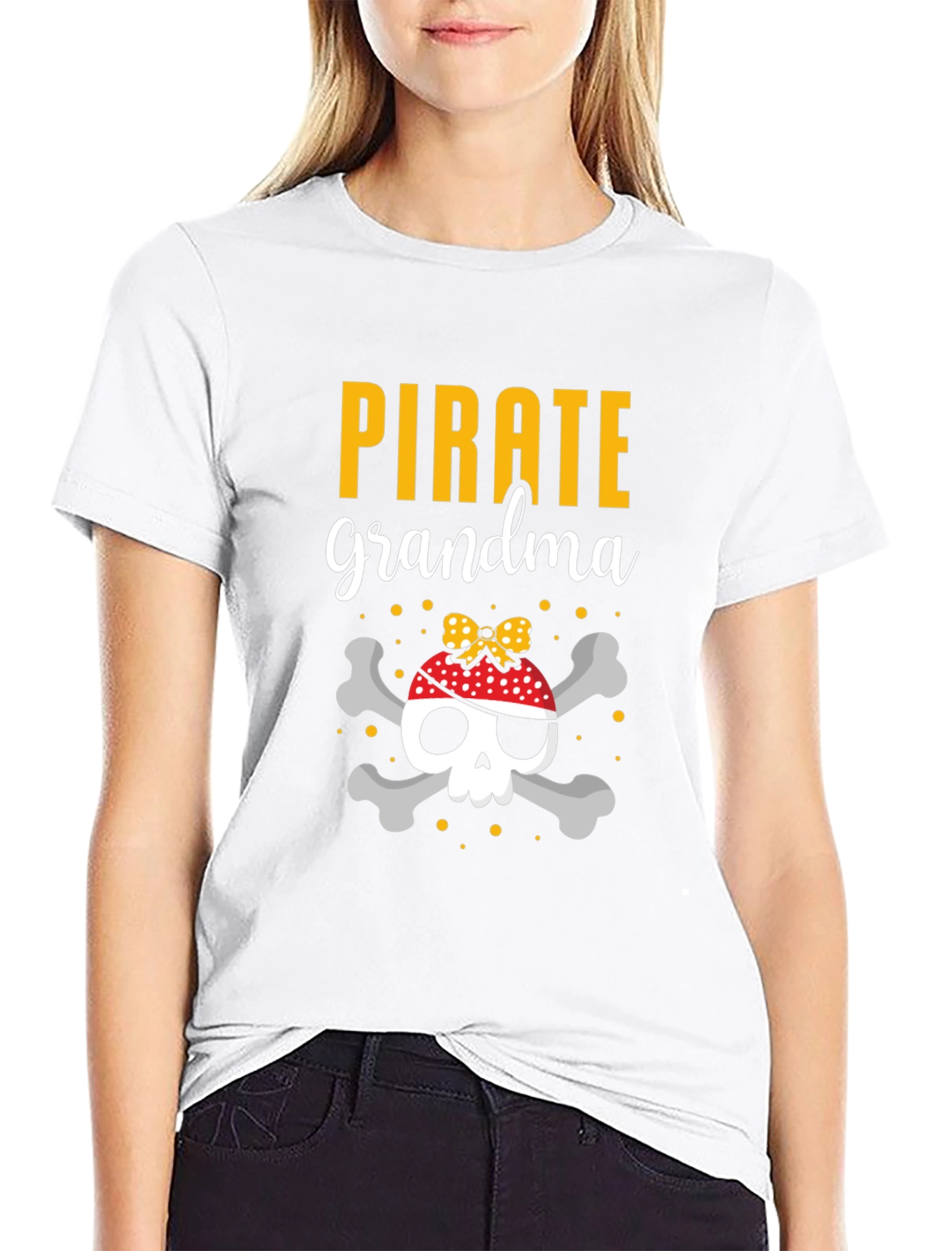 Pirate Grandma Skull T-Shirt - Novelty Tee