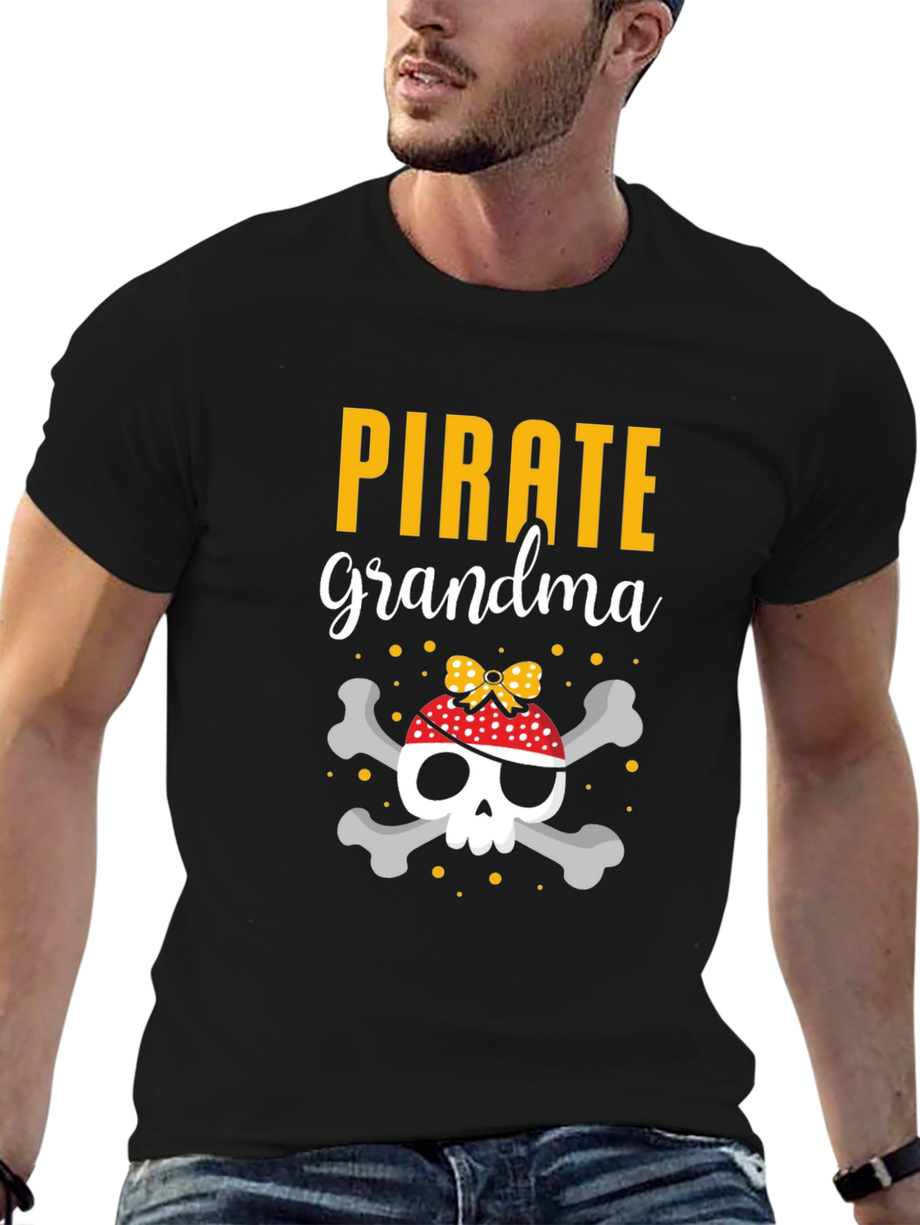 Pirate Grandma Skull T-Shirt - Novelty Tee