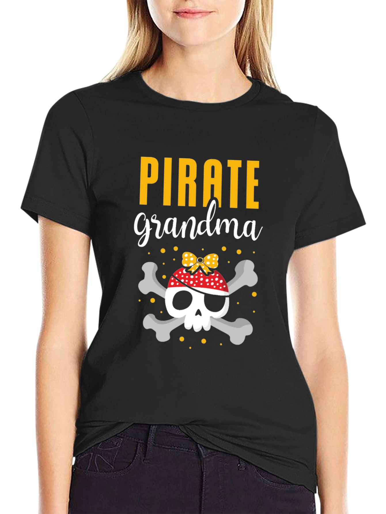 Pirate Grandma Skull T-Shirt - Novelty Tee