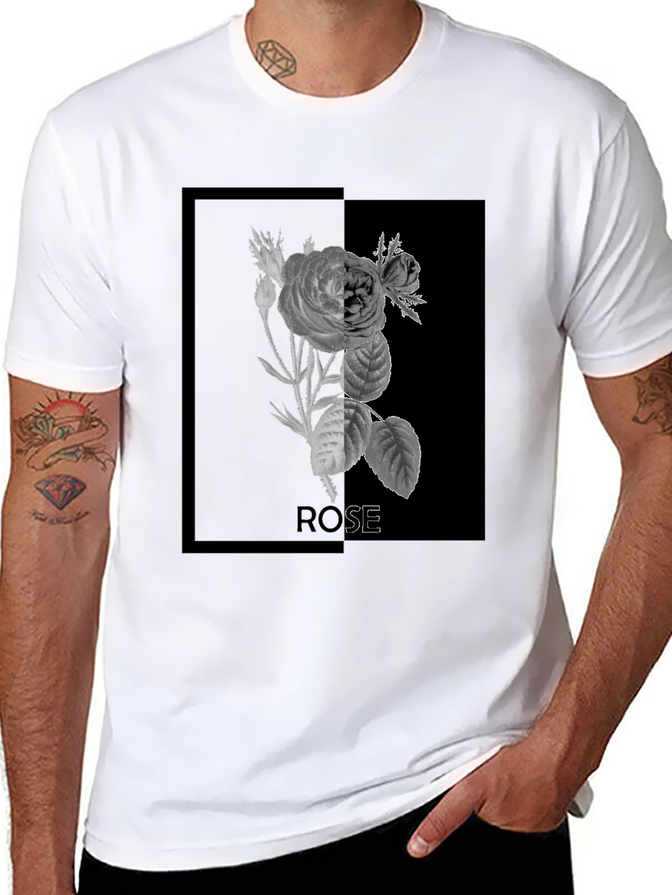 Rose Graphic Print Black T-Shirt