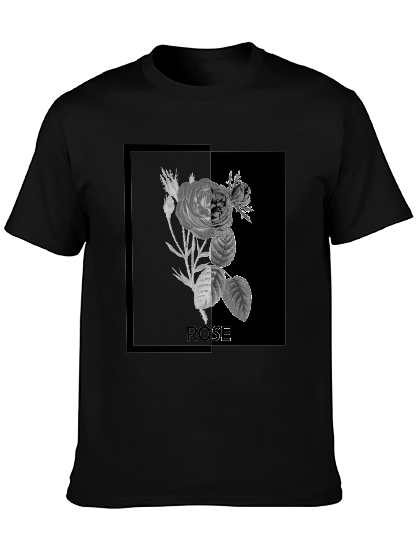 Rose Graphic Print Black T-Shirt