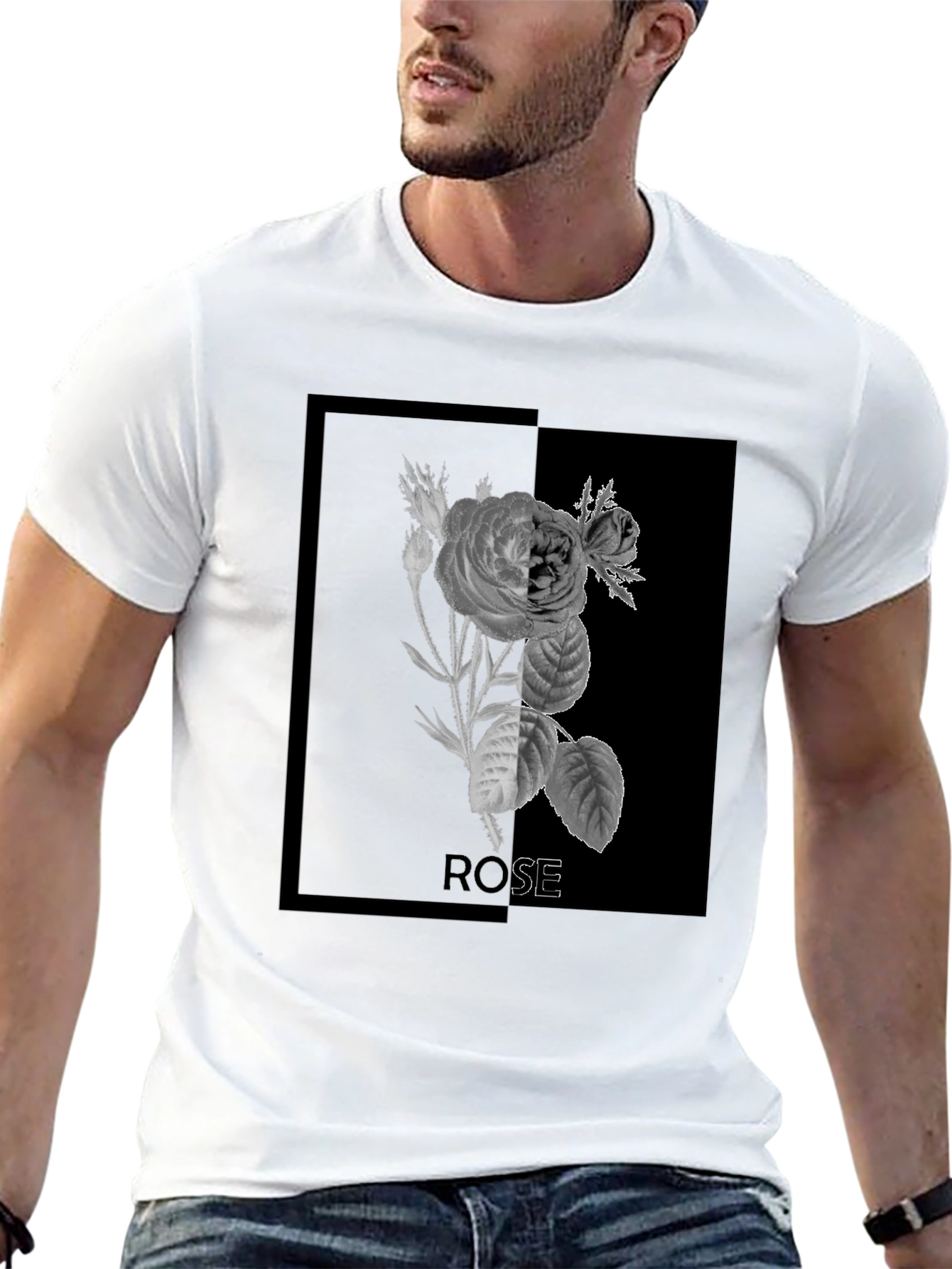 Rose Graphic Print Black T-Shirt