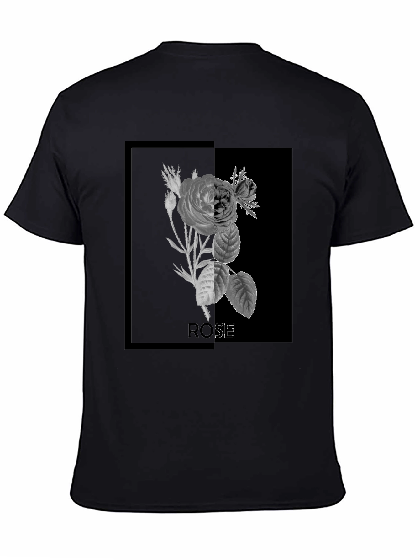 Rose Graphic Print Black T-Shirt
