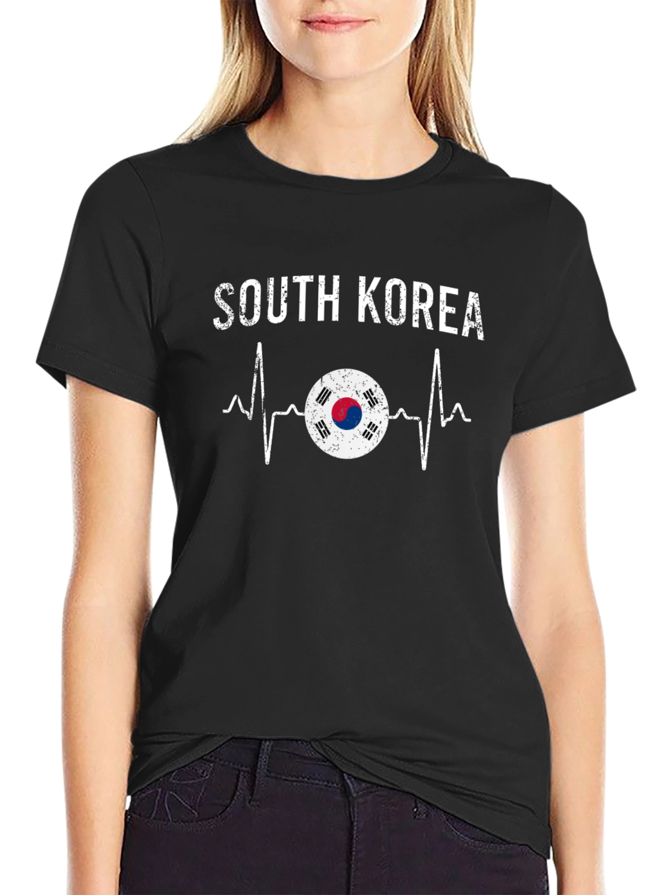 South Korea Flag Heartbeat Graphic Tee
